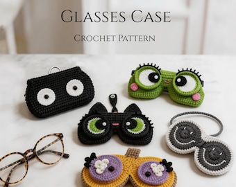 Brillenetui Häkelanleitung 5-in-1 | Tier Brillenhalter | Amigurumi Brillenbeutel, DIY Geschenk, PDF