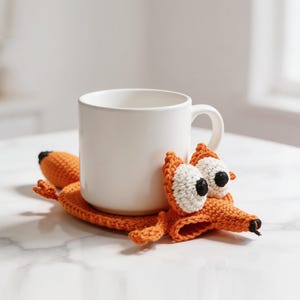 fox crochet coaster cute animal mug rug pop up coaster handmade crochet pattern