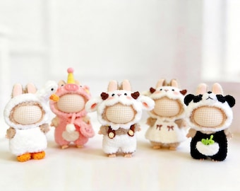 Fluffy Animal Doll Outfit Crochet Pattern Bundle – 6 PDF Designs, Instant Download