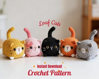 Loaf Cat Crochet Pattern Set PDF – Pocket Kitty Amigurumi Patterns, Beginner Friendly Plush Cat