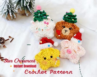 Haakpatroon kerststerornament pdf • Pluche amigurumi • Eenvoudige kerstversiering • Direct downloaden