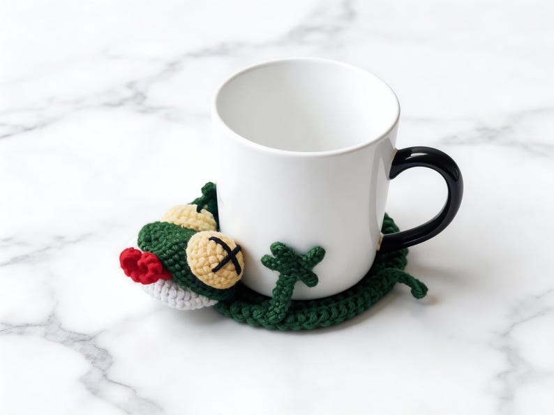 pop up crochet coaster with mug, cute lizard mug rug crochet pattern