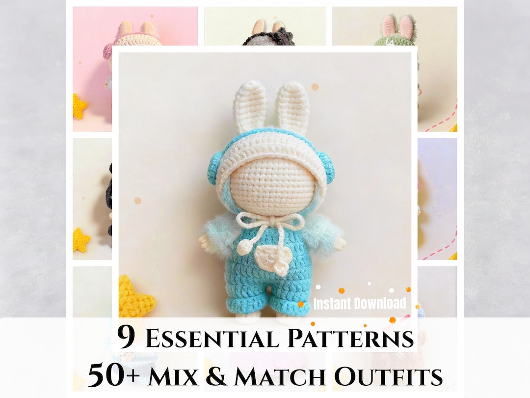 Doll Essential Wardrobe Crochet Pattern Bundle | 9 Doll Clothes ...