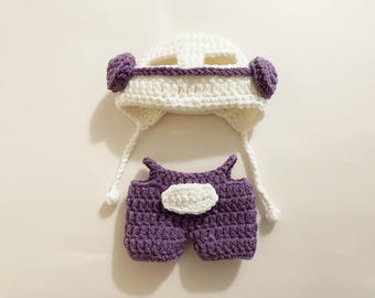 Earmuff Hat & Overalls Crochet Pattern PDF – Winter Amigurumi Doll Outfit | Clothes for 17cm Doll