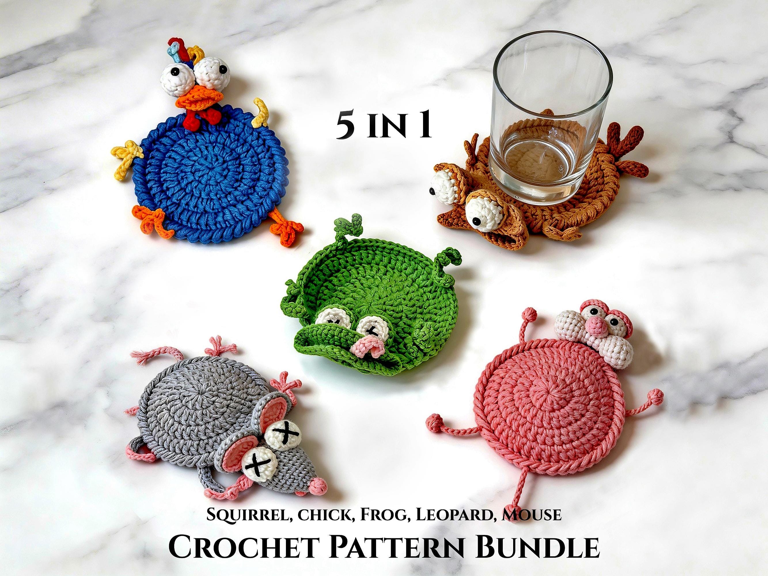 5-in-1 Popping Coaster Crochet Pattern Bundle – Easy Amigurumi