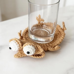 Squirrel crochet coasters unique pop up animal mug rug handmade crochet designs