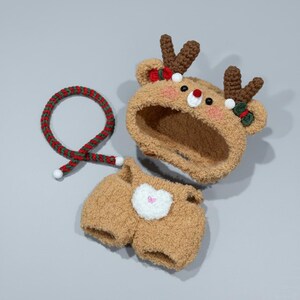 Reindeer Christmas Outfit Crochet Pattern PDF | Doll Hood & Overalls Amigurumi Costume | Monster Clothes Pattern image 2