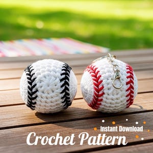 Baseball Schlüsselanhänger Häkelanleitung PDF - Amigurumi Sport Ball Anhänger | Mini Plüsch zum Selbermachen