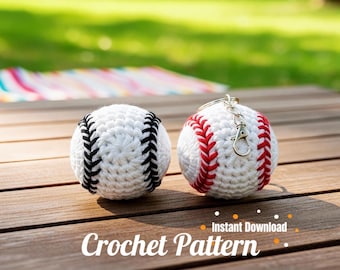 Virkmönster för basebollnyckelring PDF – Amigurumi-handledning för sportbollberlocker | Miniplysch DIY