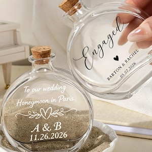 Custom Honeymoon Keepsake Sand Jar,Personalized Engraved Travel Memory Sand Bottle,Beach Wedding Sand Ceremony Bottle,Wedding Favor Gifts