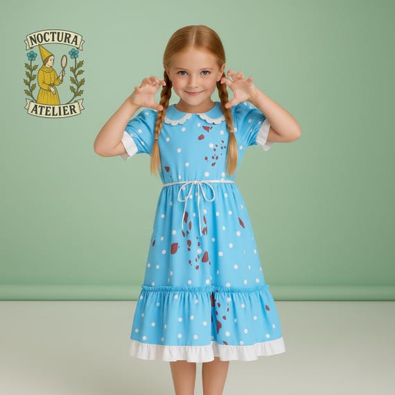 blue shining twins dress The Dress,the Shining Inspired Twin Dress, Handmade Retro Horror Movie Cosplay Gorgeous Long Sleeves Light its smaller. sbc-Mini Color:Black-Nude
