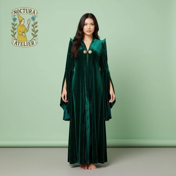 green velvet witch dress Medieval Dress|handmade Gothic Victorian Dress|ivory Long Sleeve Elven Costume|forest Witch Velvet|sorceress Outfit refinished armoire dresser