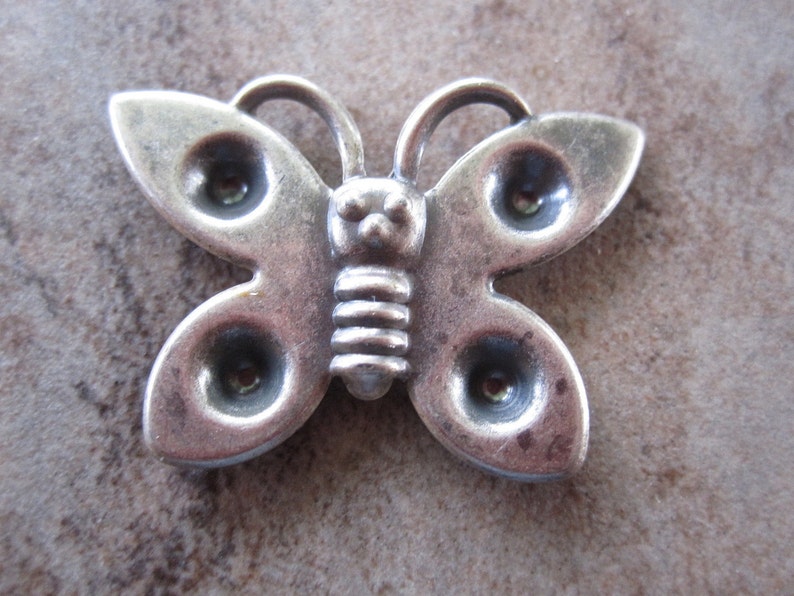 Settings Lot of 4, Antiqued silver-plated steel, 25x18mm single-sided butterfly JD122 image 2