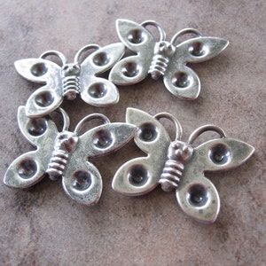 Settings Lot of 4, Antiqued silver-plated steel, 25x18mm single-sided butterfly JD122 image 1