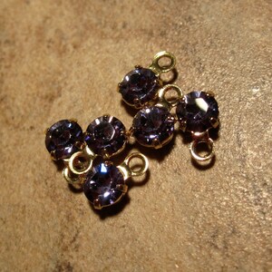6 Swarovski Crystal and Gold-Plated Brass Drops, Crystal Passions, Tanzanite, Foil Back, 4-4.1mm round - JD96