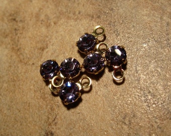 6 Swarovski Crystal and Gold-Plated Brass Drops, Crystal Passions, Tanzanite, Foil Back, 4-4.1mm round - JD96