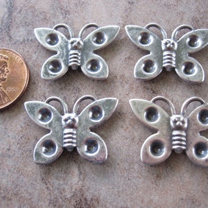 Settings Lot of 4, Antiqued silver-plated steel, 25x18mm single-sided butterfly JD122 image 3