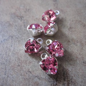 Drops - 8 Swarovski ® crystals and rhodium-plated brass, Crystal Passions®, rose, 6x6mm heart- JD14