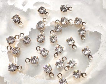 Lot of 6 - Swarovski Crystal Passions Charm Drops: Gold-Plated Brass, 4x7mm Round - JD94