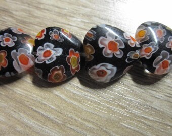 Bead, millefiori glass, opaque multicolored, 12mm puffed heart with 0.6-0.8mm hole 15-inch strand.