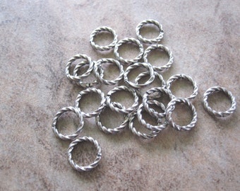 Jumprings - Lot of 16, Antiqued Silver-Plated Brass, 8mm Fancy Round, 16 Gauge - JD87