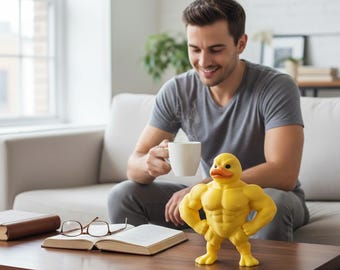 Estatua de pato musculoso - Decoración de escritorio 3D, figura caprichosa para el hogar y la oficina, regalo divertido