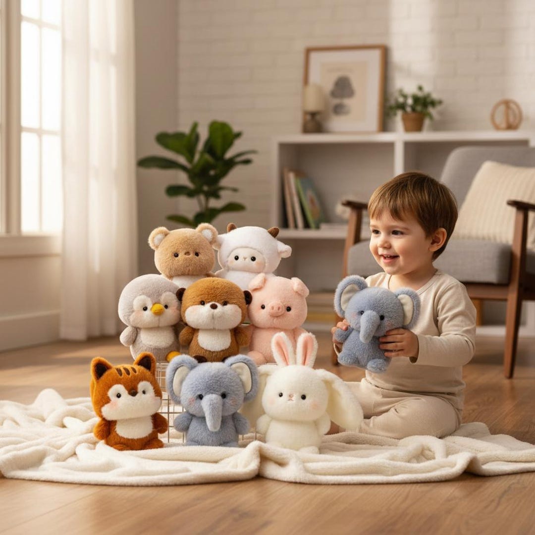 Assorted Animal Plush Toys Set - Bear Rabbit Elephant Teddy Sheep ...