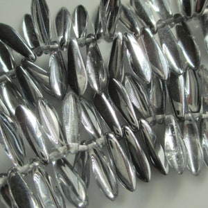 SIlver Dream - Czech Glass Daggers 16 mm x 5 mm