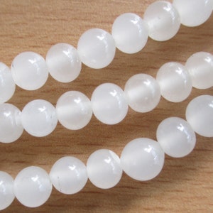 White Frosted Glass 8 mm Beads with Variations