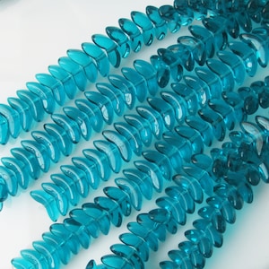 Czech Turquoise Translucent Angel Wing or Half Moon Shape Beads