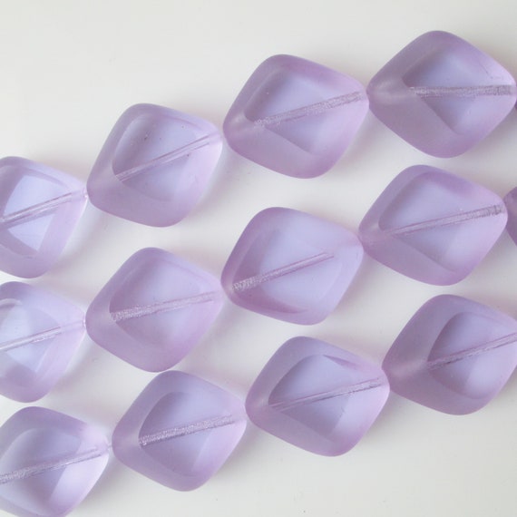 12 Satin Lavender Three Petal Glass Flower Beads 12MM