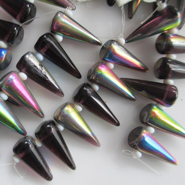 Czech Rootbeer with Iridescence Spike Cone/Spike Beads 16mm x 6mm