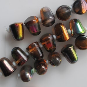 Czech Copper Clear and a hint of Green and Purple Gumdrop Beads