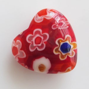 Flower Glass Puffy Heart Beads