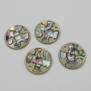 Metal Coin Charm with In-Laid Abalone - One Charm