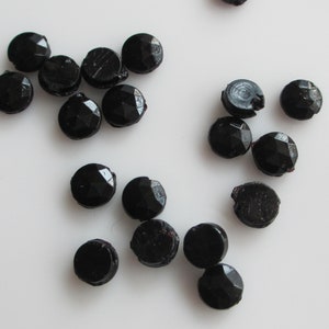 Vintage Victorian Antique Black French Jet Glass Mourning Round Nailheads