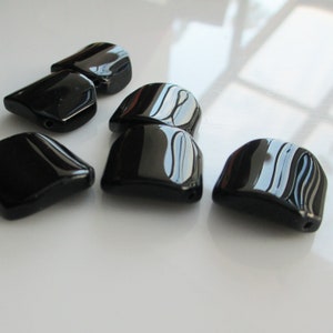 Black Glass Crazy Shaped Rectangular Beads