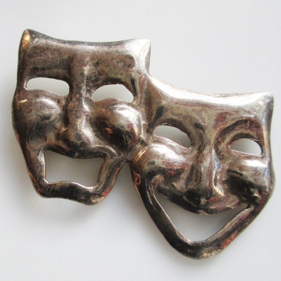 Sterling Theater Mask Pin Comedy and Tragedy - image 1