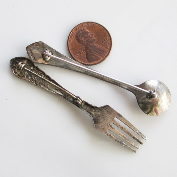 Vintage Spoon and Fork Brooch - image 3