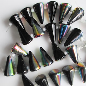 Black Czech Glass Spikes with AB Finish