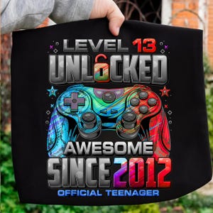Level 13 Unlocked png, 13.Geburtstag Junge Mädchen Kinder, offizielles Teenager Gamer Geburtstagsgeschenk Digitaler Download PNG