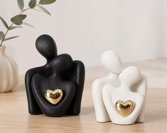Mini Couple Statue Decor Abstract Romantic Couple Sculpture Ornament Love Figure Home Decoration for Bedroom & Office Valentine’s Day