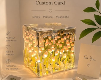 DIY Tulip Sea Night Light Kit Creative Flower Night Lamp Craft Set Tulip Mirror Light Ornament Handmade Home Decor for Birthday, Wedding