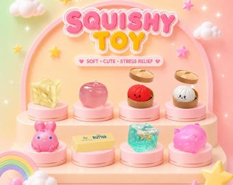 New Squishy Blind Box (1 Pc)TPR Slow Rising Mystery Toy Bun, Ocean Ball and More Equal Chance Stress Relief Fidget Gift for Kids, Adults