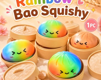 1pc Squishy Jumbo Bun Stress Relief Toy Colorful Steamed Bun Squeeze Fidget Toy Cute Decompression Gift for Birthday, Christmas, ADHD