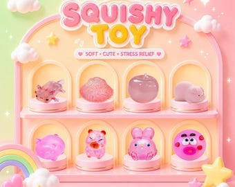 New Squishy Blind Box (2 Pc) TPR Slow Rising Mystery Toy Bun, Pink Apple, More Equal Chance Stress Relief Fidget Gift for Kids, Adults