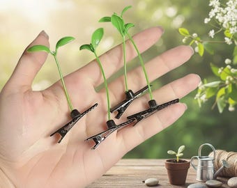 30pcs Mung Bean Sprout Hair Clips | Whimsical DIY Plant Hair Accessories | Cute Sprout Barrettes for Crafting