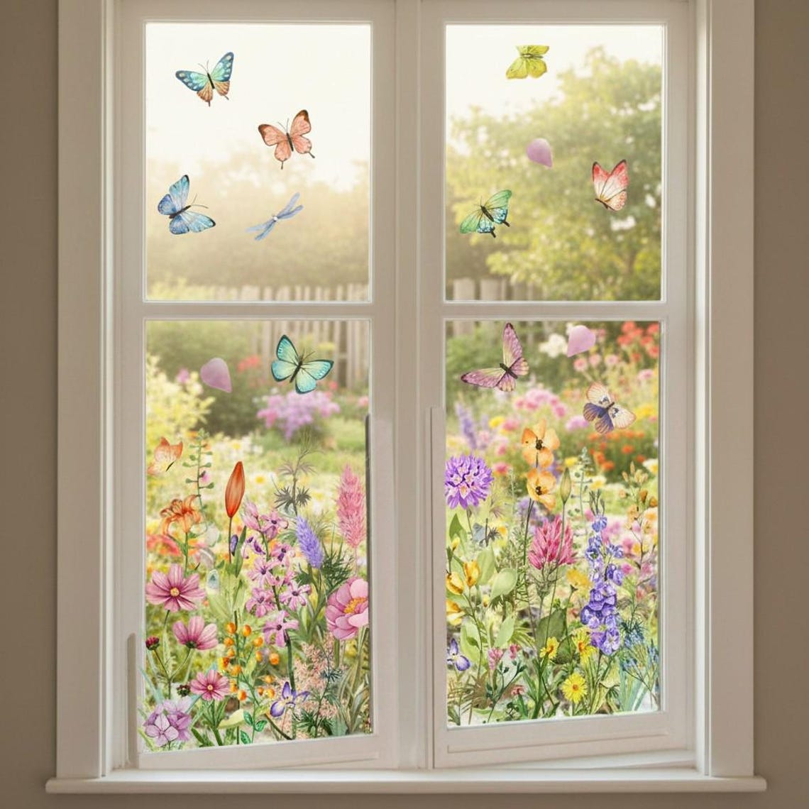Garden Style Flower Pattern Window Film | Self-adhesive Semi-matte PVC ...