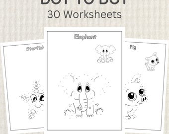 Animal Dot-to-Dot | 30 Kids Coloring Pages (Printable PDF)