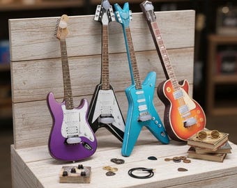 Realistic Miniature Guitar Model, Detailed Dollhouse Decor